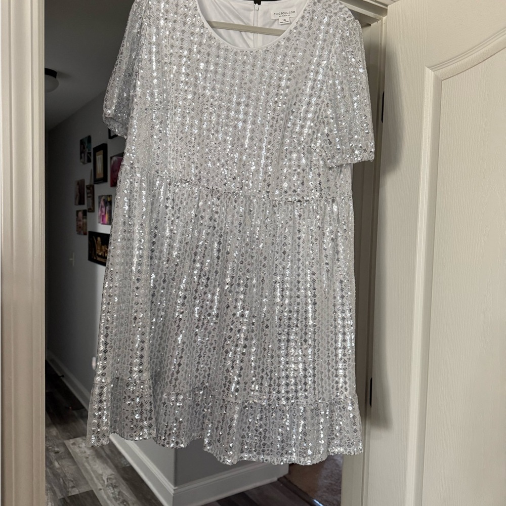 Chic Soul Silver Sequin Dress
